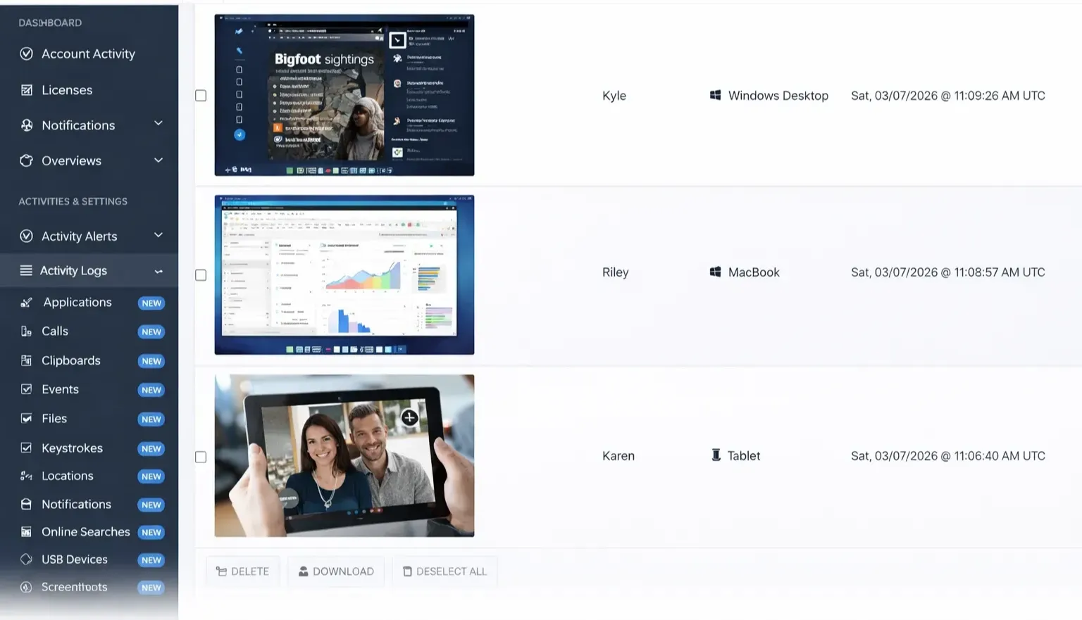 Screenshots Log